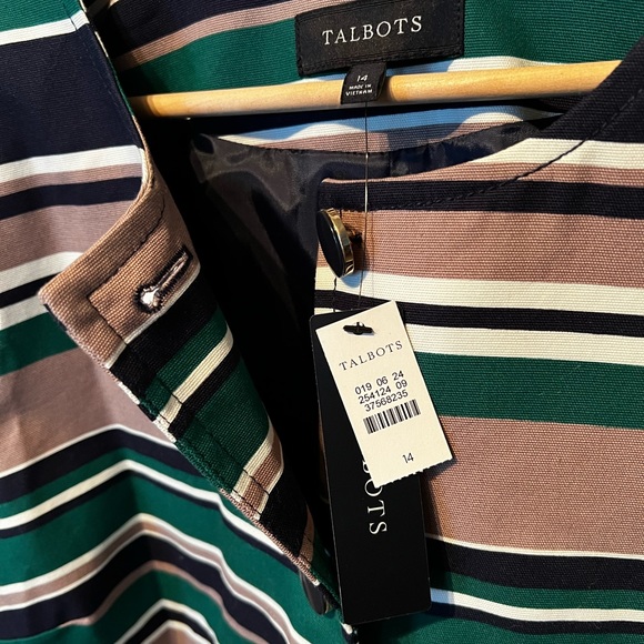 Talbots striped blazer green blue NWT size 14 - Picture 3 of 4